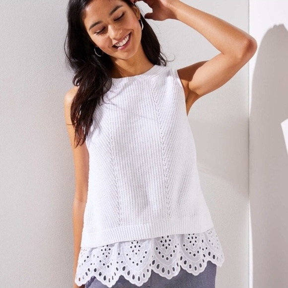 LOFT Tops - Eyelet Sweater Tank